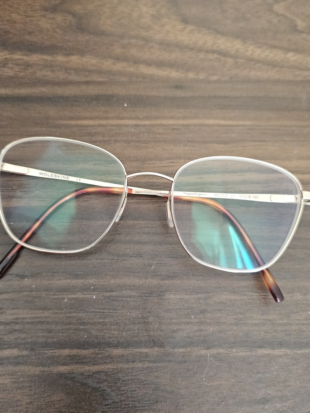 Moleskine Gold Thin Metal Eyeglasses with Black Temple Tips